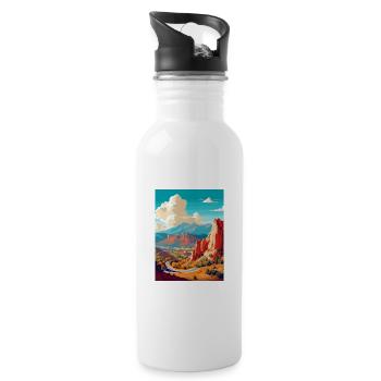 Colorado Springs Vintage Reiseposter Souvenir - Trinkflasche mit integriertem Trinkhalm - Weiß - Rechts