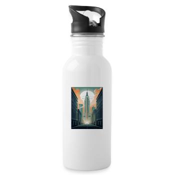 New York State Vintage Travel Poster WPA Souvenir - Water bottle with straw - white - Right