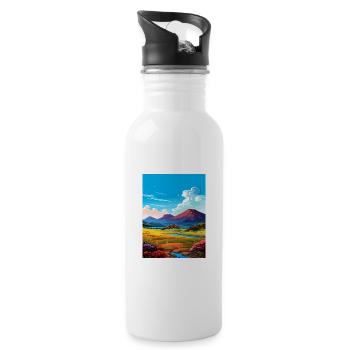 Mauna Kea Hawaii Vintage Reiseposter Souvenir - Trinkflasche mit integriertem Trinkhalm - Weiß - Rechts