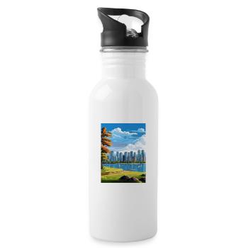 Vancouver Canada Vintage Travel Poster Souvenir - Water bottle with straw - white - Right