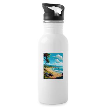 Kaanapali Hawaii Vintage Reiseposter Souvenir - Trinkflasche mit integriertem Trinkhalm - Weiß - Rechts