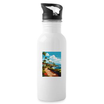 Kailua Kona Hawaii Vintage Travel Poster Souvenir - Water bottle with straw - white - Right