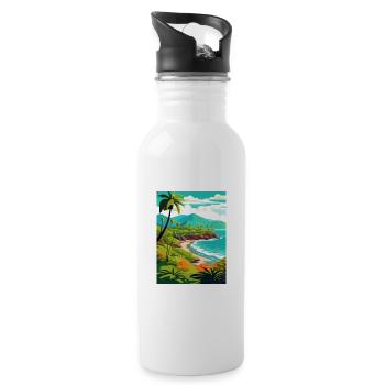 Kailua Kona Hawaï Vintage voyage affiche Souvenir - Gourde avec paille intégrée - blanc - Droite