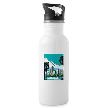 Oakland California Vintage Travel Poster Souvenir - Water bottle with straw - white - Right