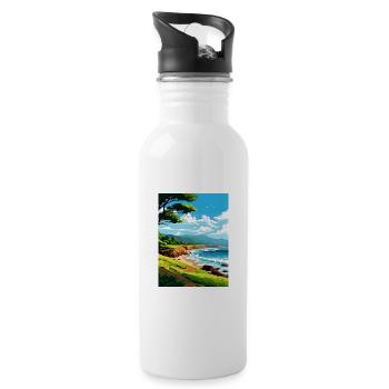 Kaena Point Hawaï Vintage voyage affiche Souvenir - Gourde avec paille intégrée - blanc - Droite