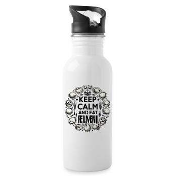Keep Calm and Eat Pelmeni Russian Gift - Water bottle with straw - white - Right