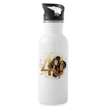 40 Years Gold Wife 40th Birthday Gift - Water bottle with straw - white - Right
