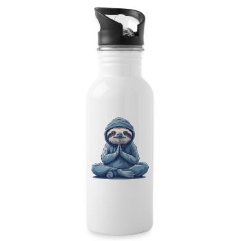 Sloth Yoga Relaxation Chilling Gift - Water bottle with straw - white - Right