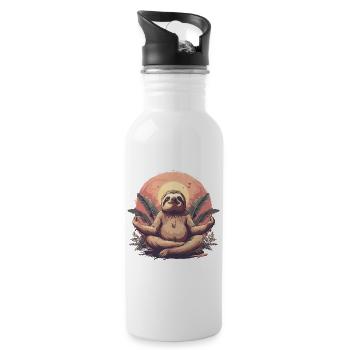 Faultier Yoga Entspannung Chillen Geschenk - Trinkflasche mit integriertem Trinkhalm - Weiß - Rechts