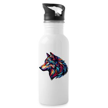 Wolf - Trinkflasche mit integriertem Trinkhalm - Weiß - Rechts