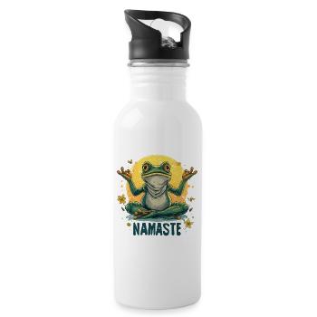 Yoga, Frog, Relaxation, Chilling, Meditation - Water bottle with straw - white - Right