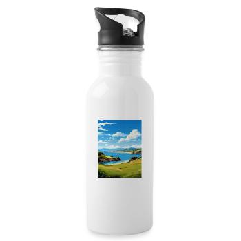 Bay Of Islands Neuseeland Vintage Reiseposter - Trinkflasche mit integriertem Trinkhalm - Weiß - Rechts