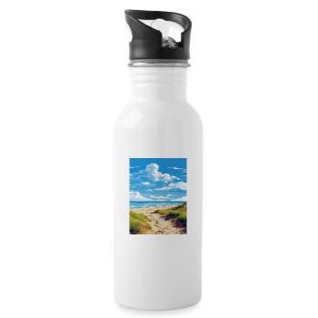 Foxton Beach Neuseeland Vintage Reiseposter WPA - Trinkflasche mit integriertem Trinkhalm - Weiß - Rechts