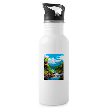Nasse Tropen von Queensland Vintage-Reiseposter - Trinkflasche mit integriertem Trinkhalm - Weiß - Rechts