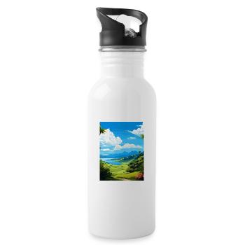 Whangarei Neuseeland Vintage Reiseposter WPA - Trinkflasche mit integriertem Trinkhalm - Weiß - Rechts