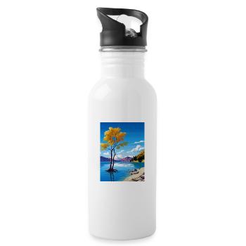Lake Wanaka Neuseeland Vintage Reiseposter WPA - Trinkflasche mit integriertem Trinkhalm - Weiß - Rechts
