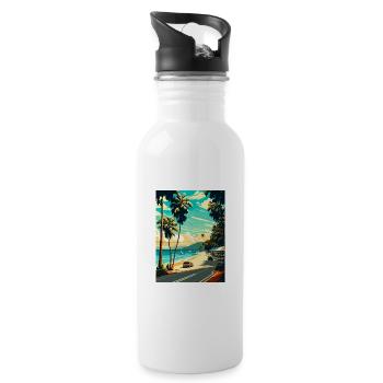 Port Douglas Australia Vintage Travel Poster WPA - Water bottle with straw - white - Right