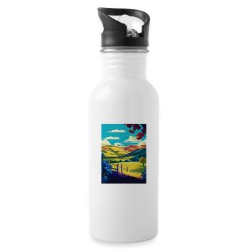 Marlborough Neuseeland Vintage Reiseposter WPA - Trinkflasche mit integriertem Trinkhalm - Weiß - Rechts
