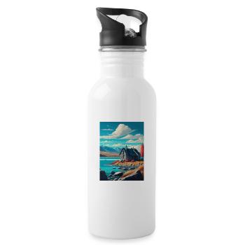 Lake Tekapo Neuseeland Vintage Reiseposter WPA - Trinkflasche mit integriertem Trinkhalm - Weiß - Rechts