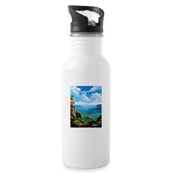 Blue Mountain Australia Vintage Travel Poster WPA - Water bottle with straw - white - Right