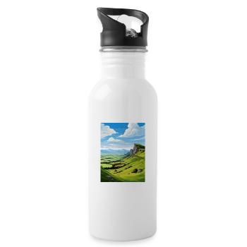 Te Mata Peak New Zealand Vintage Travel Poster WPA - Water bottle with straw - white - Right