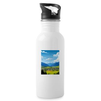 Hamner Springs Neuseeland Vintage Reiseposter - Trinkflasche mit integriertem Trinkhalm - Weiß - Rechts