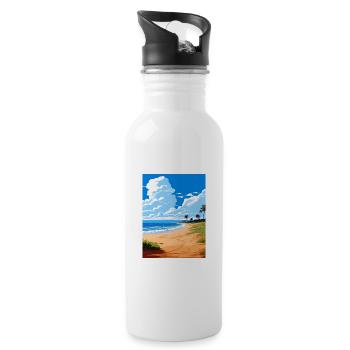 Four Mile Beach Australien Vintage-Reiseposter - Trinkflasche mit integriertem Trinkhalm - Weiß - Rechts