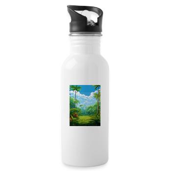 Nasse Tropen von Queensland Vintage-Reiseposter - Trinkflasche mit integriertem Trinkhalm - Weiß - Rechts