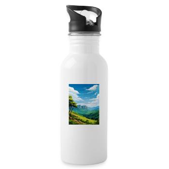 Blue Mountain Australia Vintage Travel Poster WPA - Water bottle with straw - white - Right