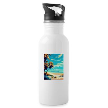 Four Mile Beach Australien Vintage-Reiseposter - Trinkflasche mit integriertem Trinkhalm - Weiß - Rechts