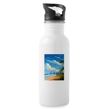 Gold Coast Australien Deko Vintage Reiseposter - Trinkflasche mit integriertem Trinkhalm - Weiß - Rechts