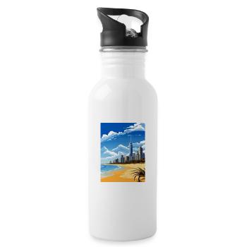 Gold Coast Australien Deko Vintage Reiseposter - Trinkflasche mit integriertem Trinkhalm - Weiß - Rechts