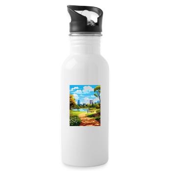 Kings Park Royal Botanic Garden Travel Poster - Water bottle with straw - white - Right