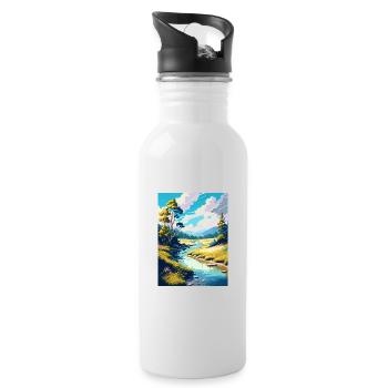 Wye Creek Dekoration Neuseeland Reiseposter - Trinkflasche mit integriertem Trinkhalm - Weiß - Rechts