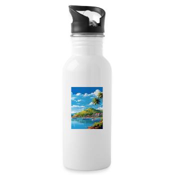 Hamilton Island Australien Deko Reiseposter - Trinkflasche mit integriertem Trinkhalm - Weiß - Rechts