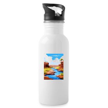 Karijini Nationalpark Australien Reiseposter - Trinkflasche mit integriertem Trinkhalm - Weiß - Rechts