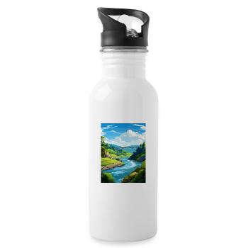 Tal der Giganten Baumwipfelpfade Reiseposter - Trinkflasche mit integriertem Trinkhalm - Weiß - Rechts