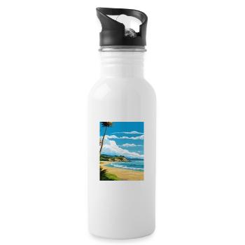 Whanganmata Whanganmatad Neuseeland Reiseposter - Trinkflasche mit integriertem Trinkhalm - Weiß - Rechts