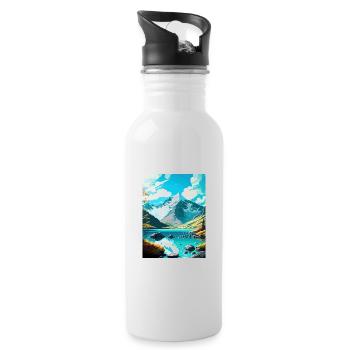 Mount Aspiring National Park New Zealand Souvenir - Water bottle with straw - white - Right