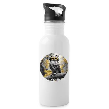 Refroidissement de hibou cool - Gourde avec paille intégrée - blanc - Droite