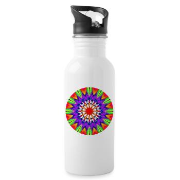 Kaleidoscope Mandala Color Rush - Water bottle with straw - white - Right