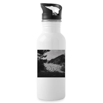Beach Access West Beach Prerow Baltic Sea Darß Poster - Water bottle with straw - white - Right