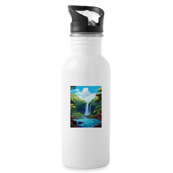 La Paz Waterfall Gardens Costa Rica affiche de voyage - Gourde avec paille intégrée - blanc - Droite