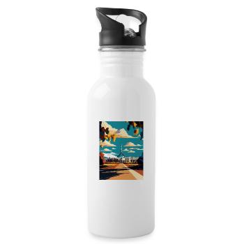 Canberra Australien Vintage Reiseposter Souvenir - Trinkflasche mit integriertem Trinkhalm - Weiß - Rechts