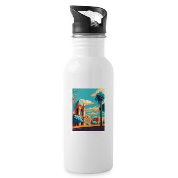 Adelaide Australien Vintage Reiseposter Souvenir - Trinkflasche mit integriertem Trinkhalm - Weiß - Rechts