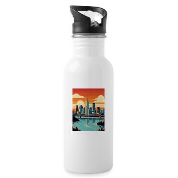 Brisbane Australien Vintage Reiseposter Souvenir - Trinkflasche mit integriertem Trinkhalm - Weiß - Rechts