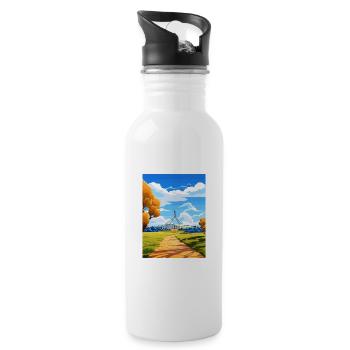 Canberra Australien Vintage Reiseposter Souvenir - Trinkflasche mit integriertem Trinkhalm - Weiß - Rechts