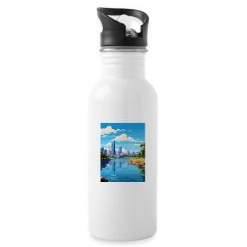 Brisbane Australien Vintage Reiseposter Souvenir - Trinkflasche mit integriertem Trinkhalm - Weiß - Rechts