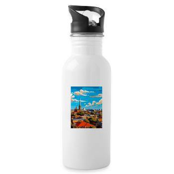 Adelaide Australien Vintage Reiseposter Souvenir - Trinkflasche mit integriertem Trinkhalm - Weiß - Rechts