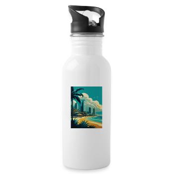 Gold Coast Australien Vintage Reiseposter WPA Kunst - Trinkflasche mit integriertem Trinkhalm - Weiß - Rechts